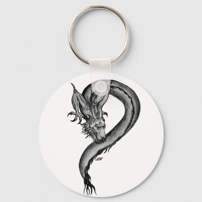 Dragon black and white Design Nyckelring (Framsida)