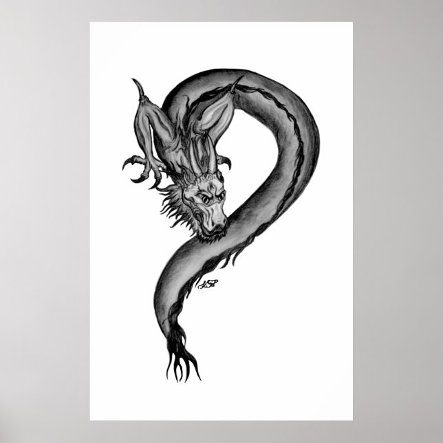 Dragon black and white Design Poster (Framsidan)
