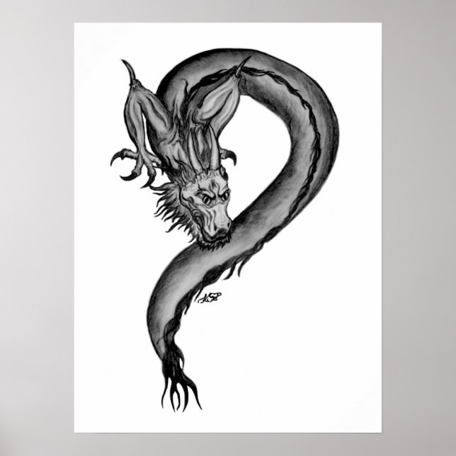 Dragon black and white Design Poster (Framsidan)