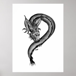 Dragon black and white Design Poster