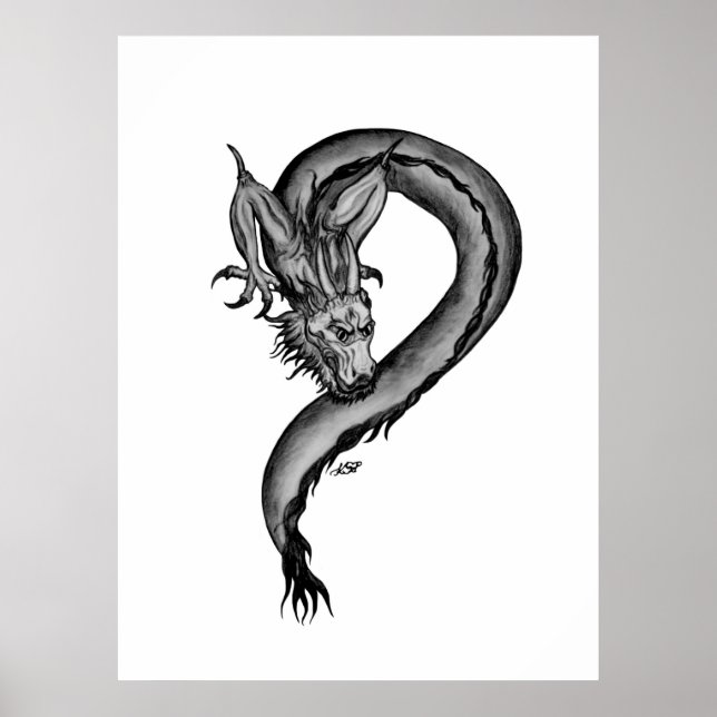 Dragon black and white Design Poster (Framsidan)