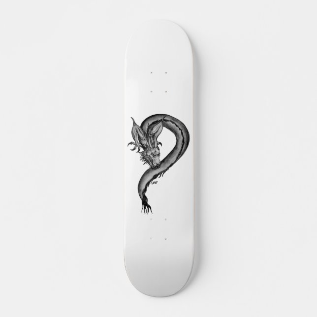 Dragon black and white Design Skateboard Bräda 19,5 Cm (Framsida)