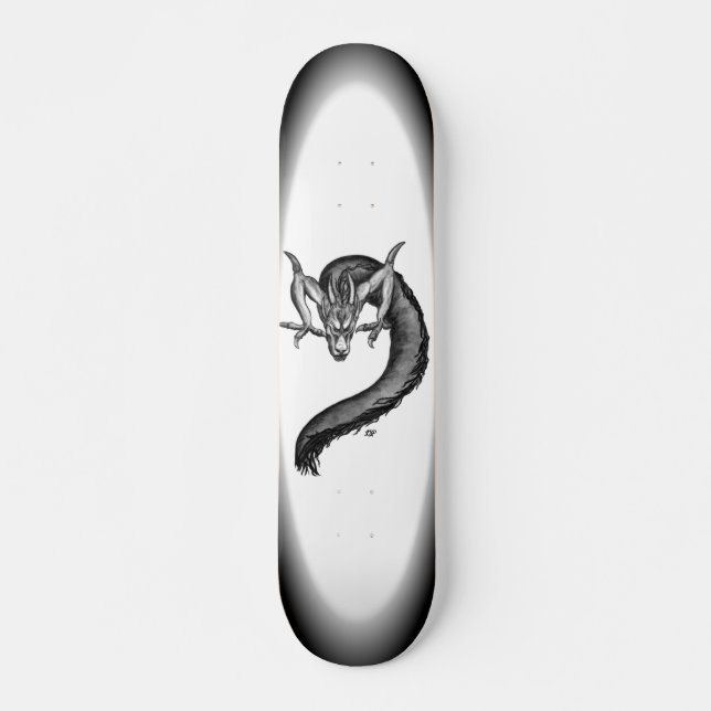 Dragon black and white Design Skateboard Bräda 20,5 Cm (Framsida)