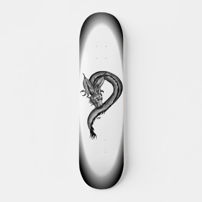 Dragon black and white Design Skateboard Bräda 21,5 Cm (Framsida)