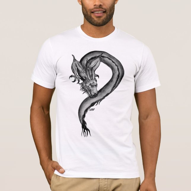 Dragon black and white Design Tee Shirt (Framsida)