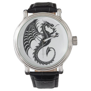 Dragon Black Shape Tattoo Stil Armbandsur