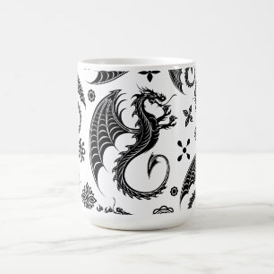 Dragon Black Shape Tattoo Stil Kaffemugg