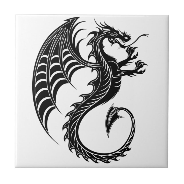 Dragon Black Shape Tattoo Stil Kakelplatta (Framsidan)