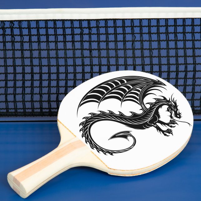 Dragon Black Shape Tattoo Stil Pingisracket (Insitu)