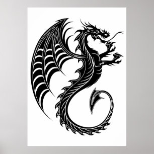 Dragon Black Shape Tattoo Stil Poster