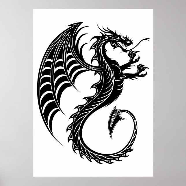 Dragon Black Shape Tattoo Stil Poster (Framsidan)
