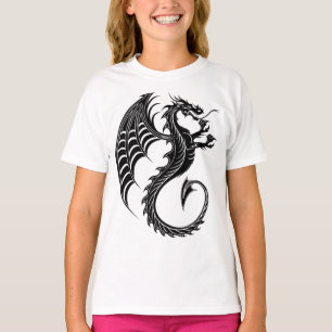 Dragon Black Shape Tattoo Stil T Shirt