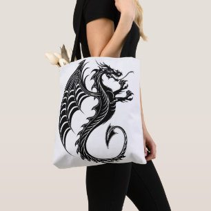 Dragon Black Shape Tattoo Stil Tygkasse