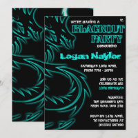 Dragon Blackout UV Party-inbjudningar