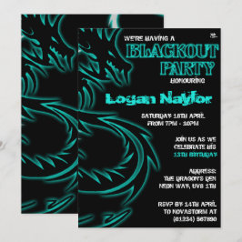 Dragon Blackout UV Party-inbjudningar Inbjudningar