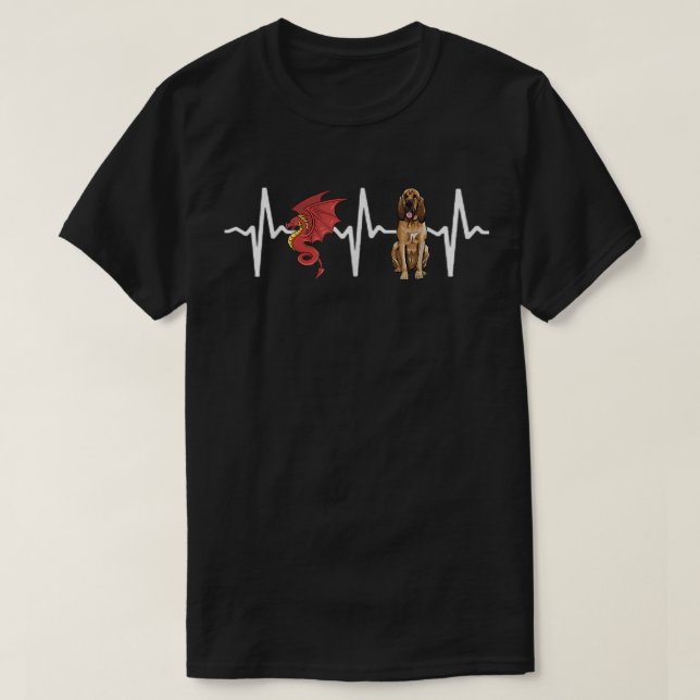 Dragon Bloodhound Heartbeat Dog Lover  T Shirt (Design framsida)