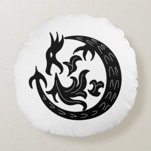 Dragon Blowing Fire Rund Kudde