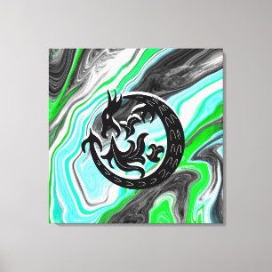 Dragon Blowing Fluid Art Canvastryck
