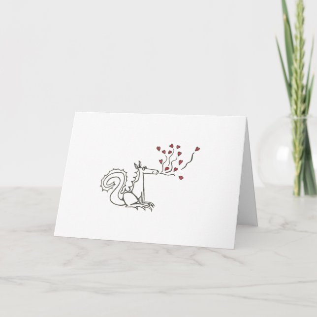 Dragon Blowing Hearcards Card Helgkort (Framsida)