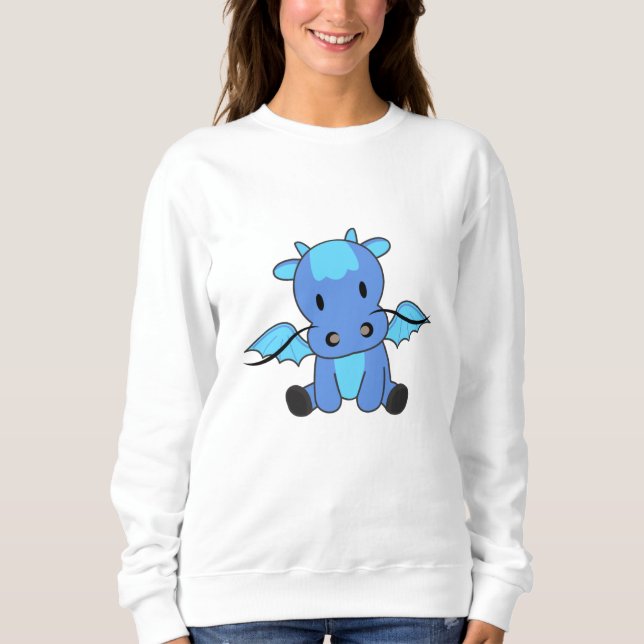 Dragon Blue Fairy Tale Fantasy Cute T Shirt (Framsida)