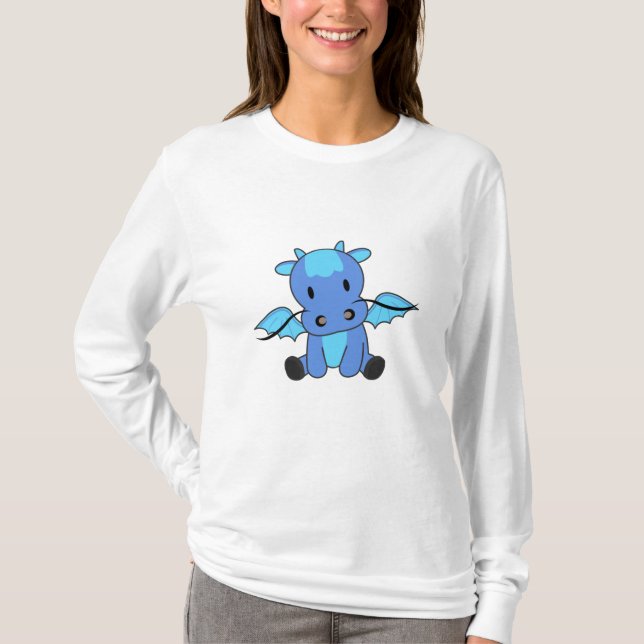 Dragon Blue Fairy Tale Fantasy Cute T Shirt (Framsida)