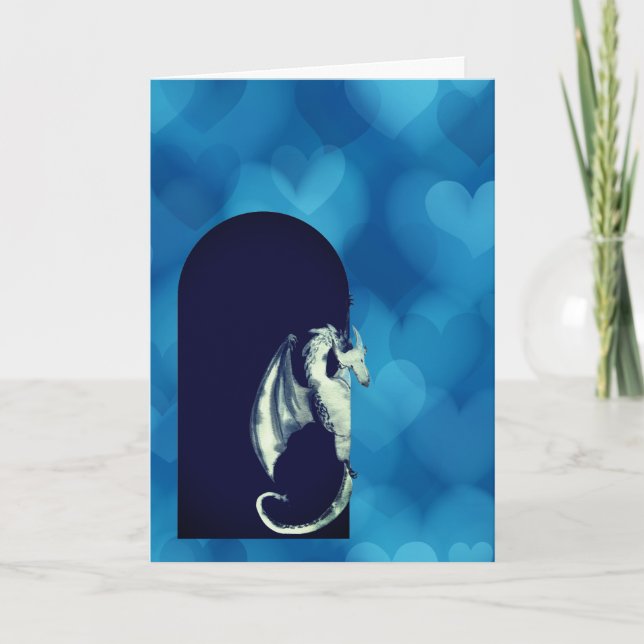 Dragon Blue Hearts Granddotters Valentine Day Kort (Framsida)