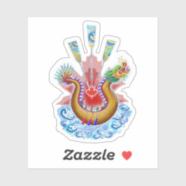 Dragon Boat Logotyp med Red Maple Löv Klistermärken