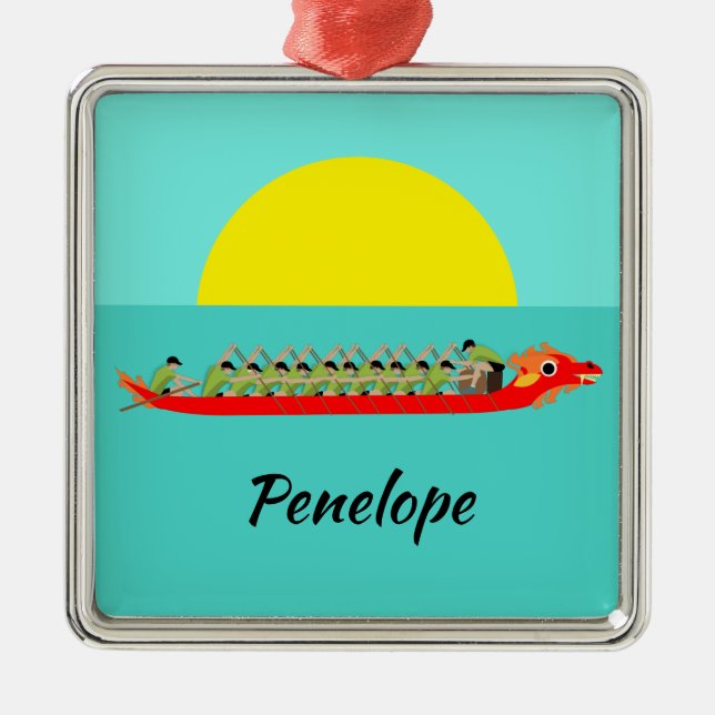 Dragon Boat Tävla Julgransprydnad Metall (Framsidan)