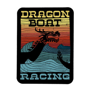 Dragon Boat Tävla Retro-utseende Magnet
