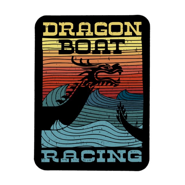 Dragon Boat Tävla Retro-utseende Magnet (Vertikal)