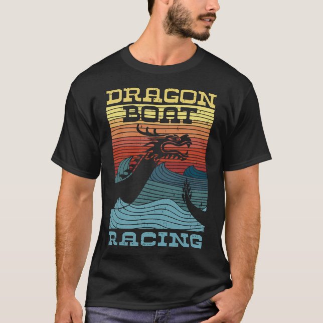 Dragon Boat Tävla Retro-utseende T Shirt (Framsida)