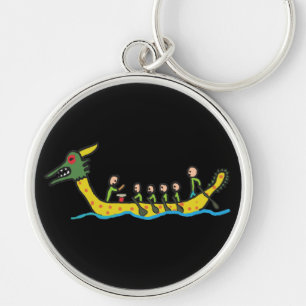 Dragon Boat Tävla Rund Silverfärgad Nyckelring