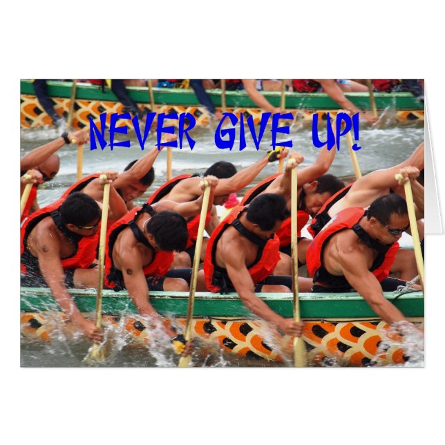 Dragon Boat Tävling Rowers Visa uthållighet Hälsningskort (Framsidan Horizontal)