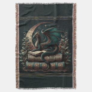 Dragon Bok Blanket Fantasy Reader Throw Medie Filt