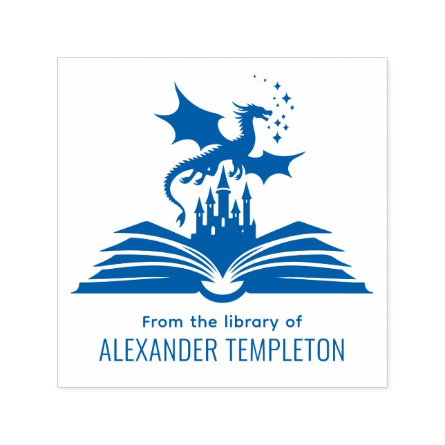 Dragon Bok Castle "from Bibliotek of" Namn SQ Självfärgande Stämpel (Design)