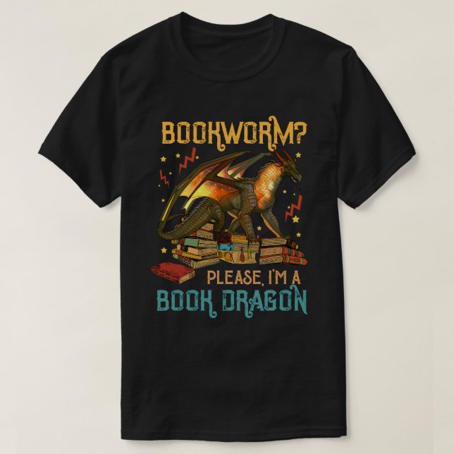 Dragon Bok Shirt - Bookworm? Snälla jag är doktor  T (Design framsida)