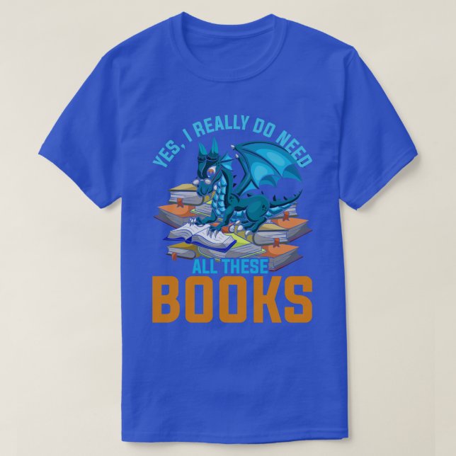 Dragon Bokar Nerd Reading T Shirt (Design framsida)