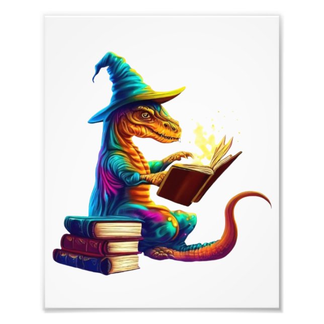 Dragon Bookworm - Cute Fantasy Reading Älskare Des Fototryck (Framsidan)