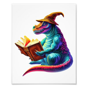 Dragon Bookworm - Cute Fantasy Reading Älskare Des Fototryck