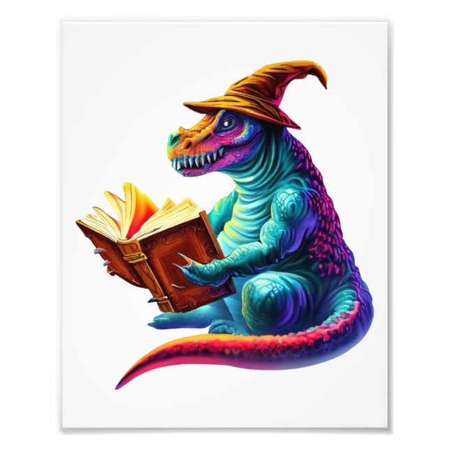 Dragon Bookworm - Cute Fantasy Reading Älskare Des Fototryck (Framsidan)