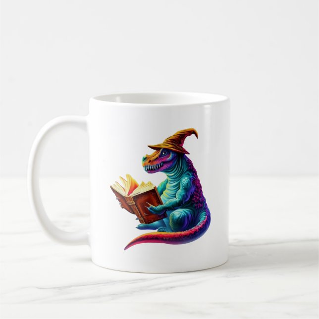 Dragon Bookworm - Cute Fantasy Reading Älskare Des Kaffemugg (Vänster)