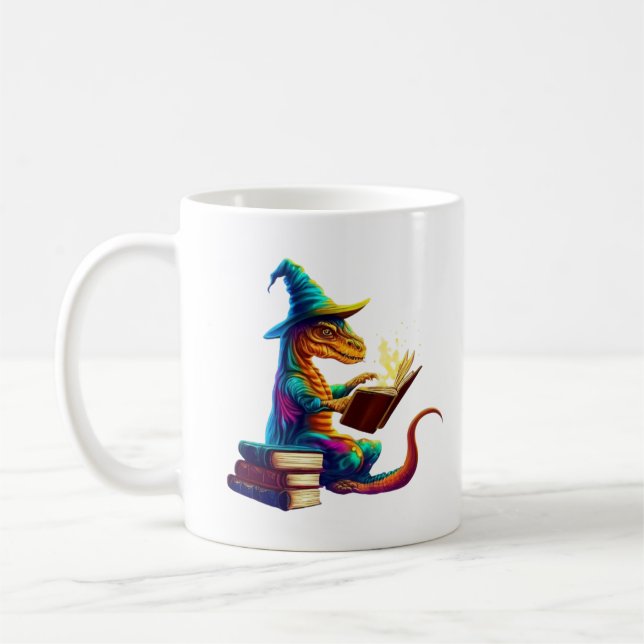 Dragon Bookworm - Cute Fantasy Reading Älskare Des Kaffemugg (Vänster)