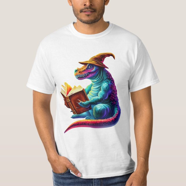 Dragon Bookworm - Cute Fantasy Reading Älskare Des T Shirt (Framsida)