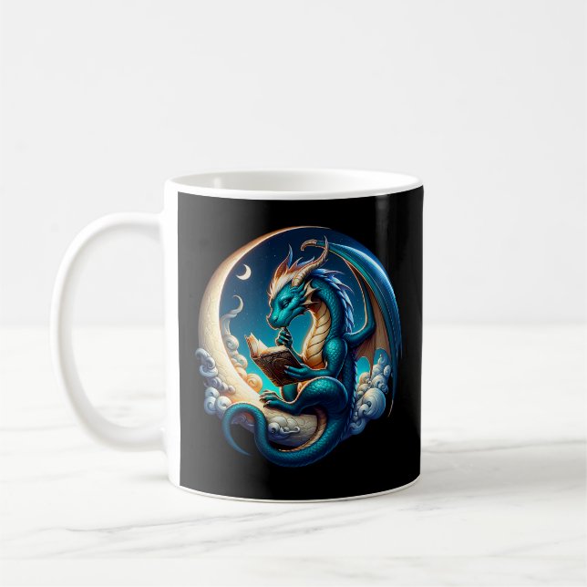 Dragon Bookworm, Moonlight Reading Tee Kaffemugg (Vänster)