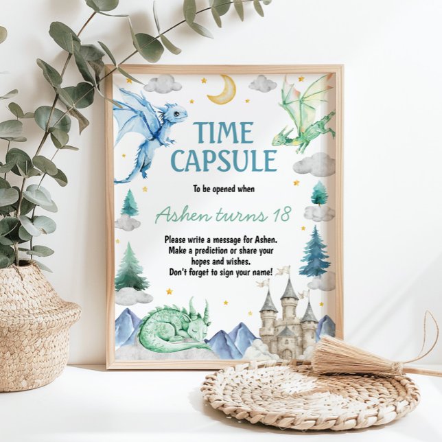 Dragon Boy Birthday Time Capsule Sign Poster (Skapare uppladdad)