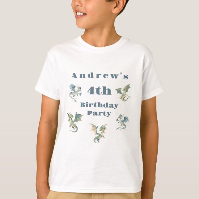 Dragon Boys 3:e 4:e Födelsedagsfest inbjudan T Shirt (Framsida)
