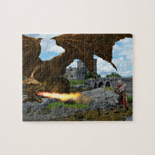 Dragon Breathing Fire Knight Battle Castle Pussel