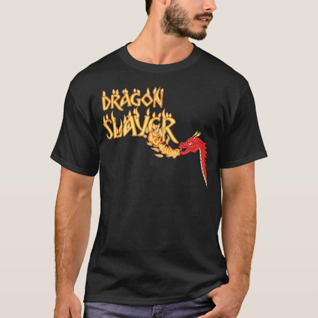 Dragon Burning Fire T Shirt Anime Cartoon Magic Qu (Framsida)