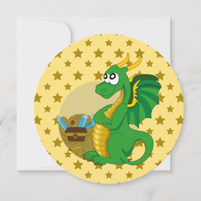 Dragon cartoon birthday print invites inbjudningar (Framsida)
