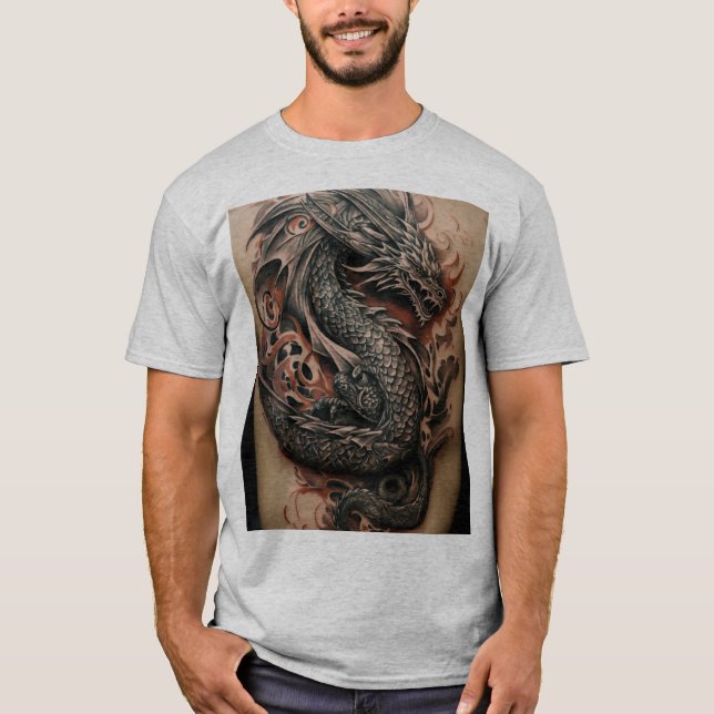 Dragon Celtic Abstrakt Tattoo T-Shirt Design (Framsida)